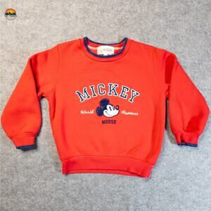 Disneyland Mickey Mouse Pullover Sweatshirt Red Navy Kids Size XS Long Sleeve